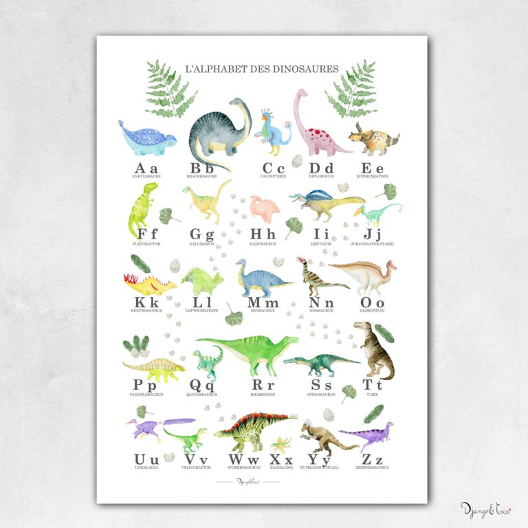 Affiche abécédaire dinosaure